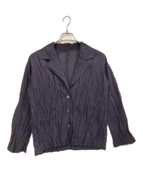 PLEATS PLEASE（プリーツプリーズ）PLEATS PLEASE (プリーツプリーズ) シワ加工ジャケット パープル サイズ:4の古着・服飾アイテム