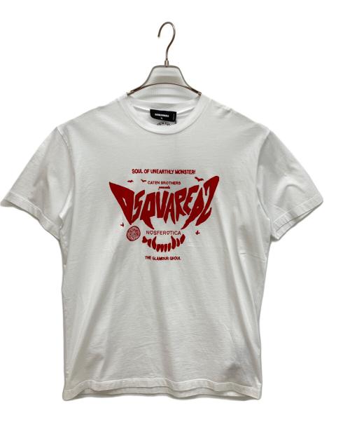 DSQUARED2（ディースクエアード）DSQUARED2 (ディースクエアード) Tシャツ ホワイト×レッド サイズ:XLの古着・服飾アイテム