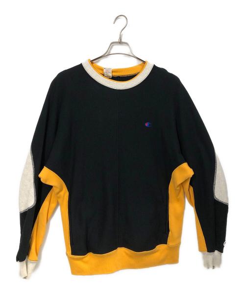 Champion（チャンピオン）Champion (チャンピオン) N.HOOLYWOOD (エヌ ハリウッド) CREWNECK SWEATSHIRT ブラック×イエロー サイズ:Sの古着・服飾アイテム
