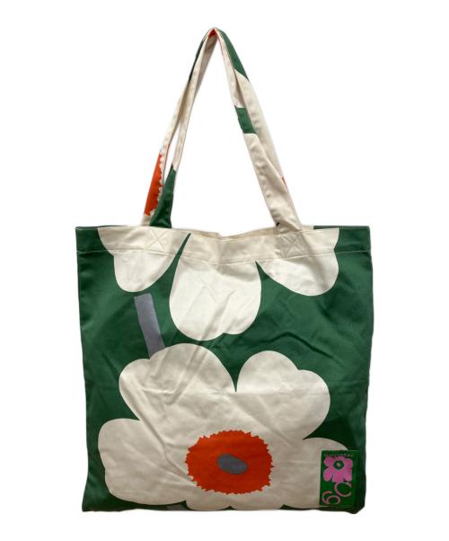marimekko（マリメッコ）marimekko (マリメッコ) トートバッグ　ハンドバッグ　総柄バッグ グリーンの古着・服飾アイテム