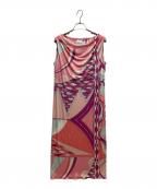 Emilio Pucciエミリオ プッチ）の古着「総柄ノースリーブシルクワンピース」｜ピンク