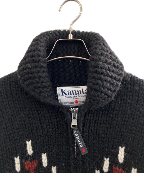 KANATA（カナタ）KANATA (カナタ) カウチンニットカーディガン ブラック サイズ:FREEの古着・服飾アイテム