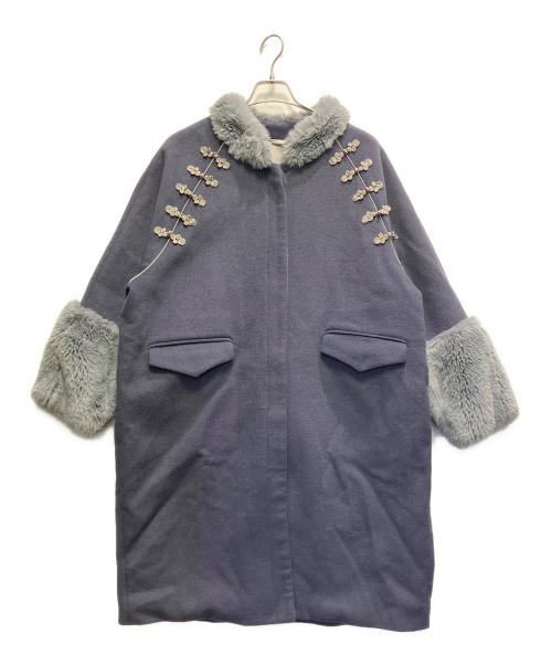 PAMEO POSE（パメオポーズ）PAMEO POSE (パメオポーズ) Mandarin Cocoon Coat ブルー サイズ:FREEの古着・服飾アイテム