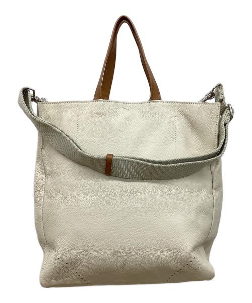 GIANNI CHIARINI（ジャンニ キアリーニ）GIANNI CHIARINI (ジャンニ キアリーニ) 2WAYレザートートバッグ アイボリーの古着・服飾アイテム