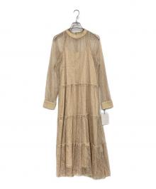 Ameri（アメリ）の古着「SHIRRING SHEER DRESS」｜ベージュ