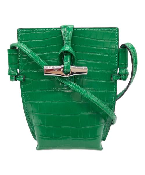 LONGCHAMP（ロンシャン）LONGCHAMP (ロンシャン) クロコ型押しショルダーバッグ グリーンの古着・服飾アイテム