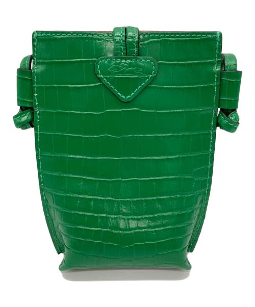 LONGCHAMP（ロンシャン）LONGCHAMP (ロンシャン) クロコ型押しショルダーバッグ グリーンの古着・服飾アイテム