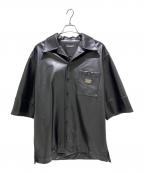 DOLCE & GABBANAドルチェ＆ガッバーナ）の古着「フェイクレザーハワイアンシャツ」｜ブラック