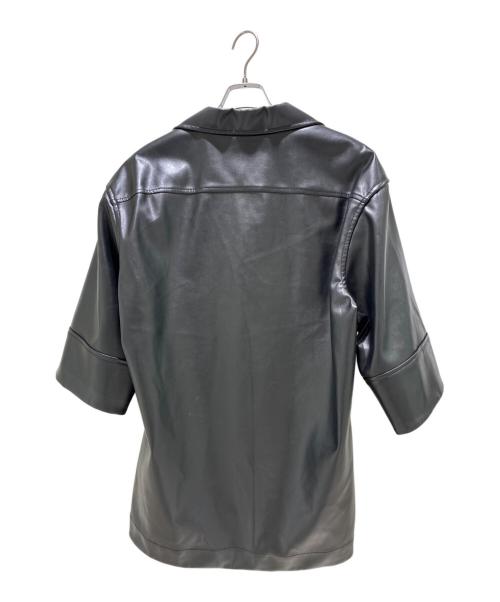 DOLCE & GABBANA（ドルチェ＆ガッバーナ）DOLCE & GABBANA (ドルチェ＆ガッバーナ) フェイクレザーハワイアンシャツ ブラック サイズ:40の古着・服飾アイテム