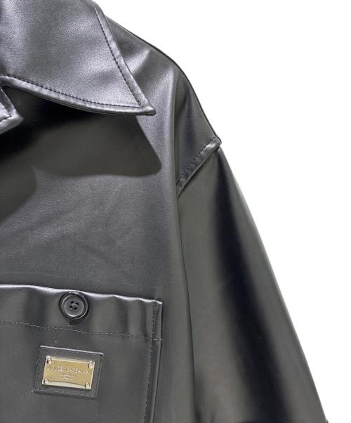 DOLCE & GABBANA（ドルチェ＆ガッバーナ）DOLCE & GABBANA (ドルチェ＆ガッバーナ) フェイクレザーハワイアンシャツ ブラック サイズ:40の古着・服飾アイテム
