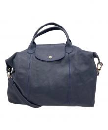 LONGCHAMP（ロンシャン）の古着「プリアージュキュイール 2wayショルダーバッグ」｜ネイビー