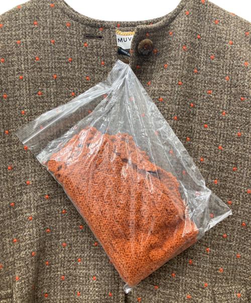 MUVEIL（ミュベール）MUVEIL (ミュベール) ニットカラー付ドット刺繍コート ブラウン サイズ:38の古着・服飾アイテム