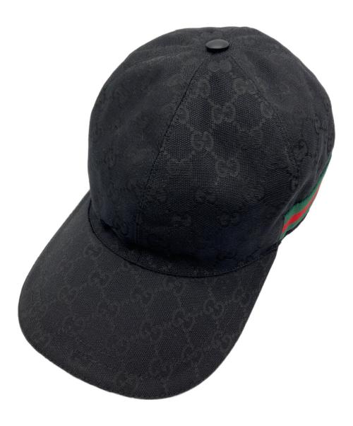 GUCCI（グッチ）GUCCI (グッチ) オリジナルGGキャンバス ベースボール キャップ ブラックの古着・服飾アイテム