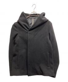 KAZUYUKI KUMAGAI ATTACHMENT（カズユキクマガイ アタッチメント）の古着「カシミヤ混 メルトンフーデッド ハーフコート」｜ブラック