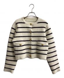 anuans（アニュアンス）の古着「ラクーンブレンドノーカラーニットジャケット」｜アイボリー