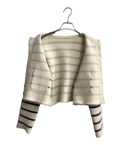 anuans（アニュアンス）anuans (アニュアンス) ラクーンブレンドノーカラーニットジャケット アイボリー サイズ:Freeの古着・服飾アイテム