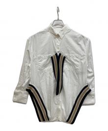 BURBERRY（バーバリー）の古着「Optic Cricket Stripe Rib Knit Oversized Shirt」｜ホワイト