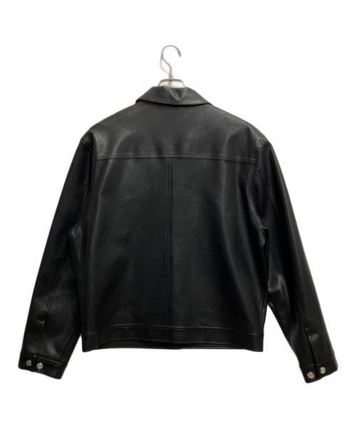SATUR（セター）SATUR (セター) SYMBOL BROOCH FAUX LEATHER JACKET/レザージャケット ブラック サイズ:XLの古着・服飾アイテム
