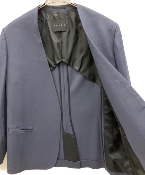 CINOH（チノ）CINOH (チノ) ノーカラージャケット ネイビー サイズ:48の古着・服飾アイテム