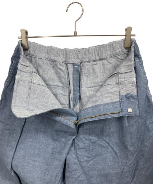 自由区（ジユウク）自由区 (ジユウク) コットンリネンシャンブレーワイドストレート パンツ ブルー サイズ:46の古着・服飾アイテム