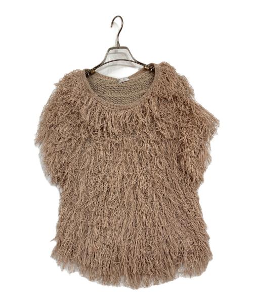 BRUNELLO CUCINELLI（ブルネロクチネリ）BRUNELLO CUCINELLI (ブルネロクチネリ) フリンジニット ベージュ サイズ:Mの古着・服飾アイテム