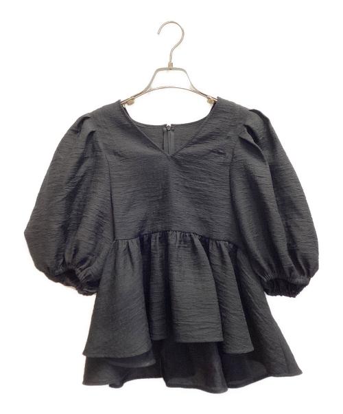 Noble（ノーブル）Noble (ノーブル) シアーノイズジャガードブラウス ブラック サイズ:FREEの古着・服飾アイテム