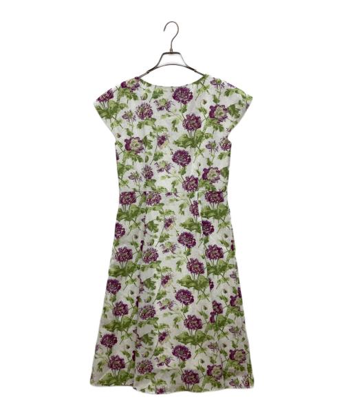 LAURA ASHLEY（ローラ アシュレイ）LAURA ASHLEY (ローラ アシュレイ) ヘップワース柄 フィット＆フレアードレスワンピース　ノースリーブワンピース パープル サイズ:38 未使用品の古着・服飾アイテム