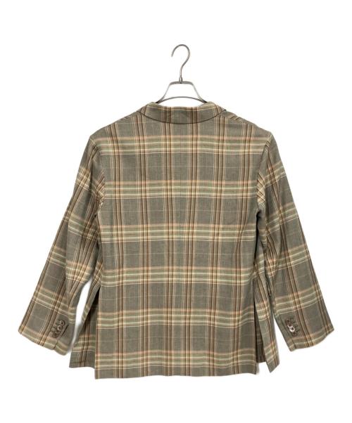 MACPHEE（マカフィー）MACPHEE (マカフィー) レーヨンリネンチェック ダブルブレストジャケット グリーン サイズ:36の古着・服飾アイテム