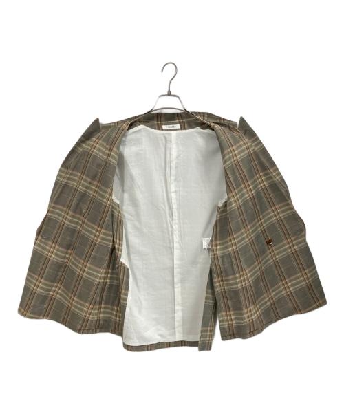 MACPHEE（マカフィー）MACPHEE (マカフィー) レーヨンリネンチェック ダブルブレストジャケット グリーン サイズ:36の古着・服飾アイテム