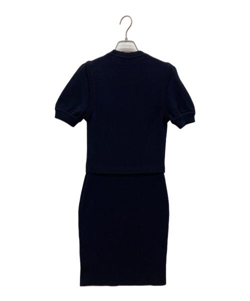 RED VALENTINO（レッドヴァレンティノ）RED VALENTINO (レッドヴァレンティノ) 半袖ニットワンピース ネイビー サイズ:Ｓ 未使用品の古着・服飾アイテム