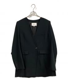 ENFOLD（エンフォルド）の古着「サマーダブルクロスノーカラージャケット」｜ブラック