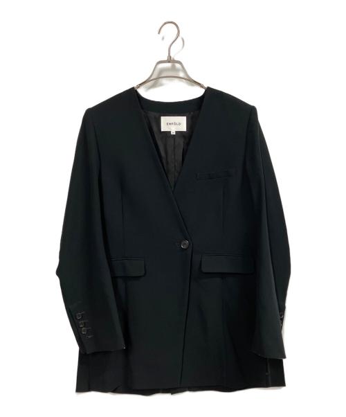 ENFOLD（エンフォルド）ENFOLD (エンフォルド) サマーダブルクロスノーカラージャケット ブラック サイズ:38の古着・服飾アイテム