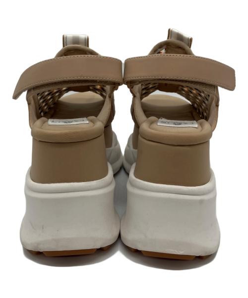 LANVIN en Bleu（ランバンオンブルー）LANVIN en Bleu (ランバンオンブルー) プラットフォームバックストラップメッシュサンダル ベージュ サイズ:Lの古着・服飾アイテム