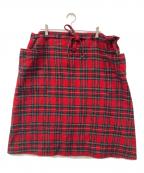 R&D.M.Co-OLDMAN'S TAILORオールドマンズテイラー）の古着「ウールタータンチェックストリングスカート」｜レッド