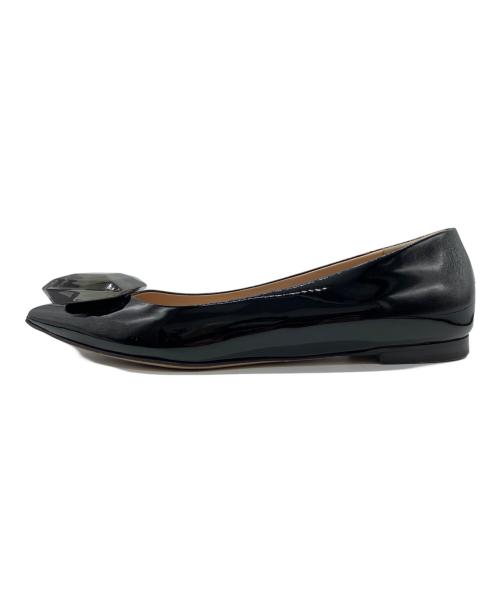 Gianvito Rossi（ジャンヴィト ロッシ）Gianvito Rossi (ジャンヴィト ロッシ) ビジュー付フラットパンプス ブラック サイズ:38 1/2の古着・服飾アイテム