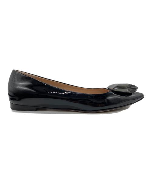 Gianvito Rossi（ジャンヴィト ロッシ）Gianvito Rossi (ジャンヴィト ロッシ) ビジュー付フラットパンプス ブラック サイズ:38 1/2の古着・服飾アイテム