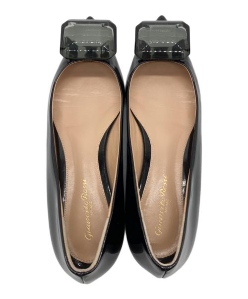 Gianvito Rossi（ジャンヴィト ロッシ）Gianvito Rossi (ジャンヴィト ロッシ) ビジュー付フラットパンプス ブラック サイズ:38 1/2の古着・服飾アイテム