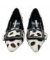 中古・古着 Manolo Blahnik (マノロ ブラニク) MAYSALE / カーフヘアバックルディテールパンプス ホワイト×ブラック サイズ:38 1/2：23000円