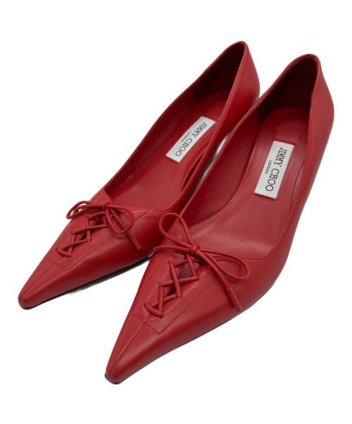 JIMMY CHOO（ジミーチュウ）JIMMY CHOO (ジミーチュウ) レースアップパンプス ポストボックス・レッド サイズ:39の古着・服飾アイテム