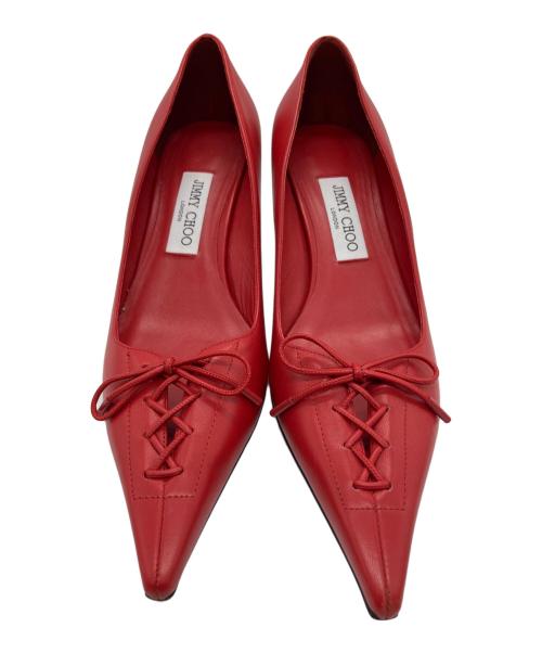JIMMY CHOO（ジミーチュウ）JIMMY CHOO (ジミーチュウ) レースアップパンプス ポストボックス・レッド サイズ:39の古着・服飾アイテム