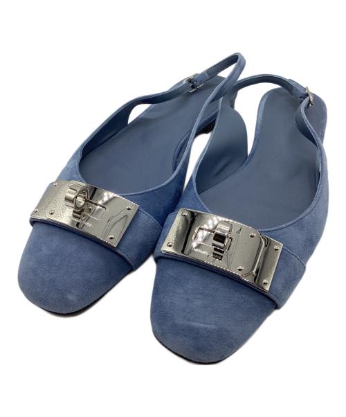 HERMES（エルメス）HERMES (エルメス) スリングバックパンプス ブルー サイズ:38の古着・服飾アイテム
