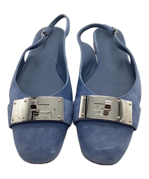 HERMES（エルメス）HERMES (エルメス) スリングバックパンプス ブルー サイズ:38の古着・服飾アイテム