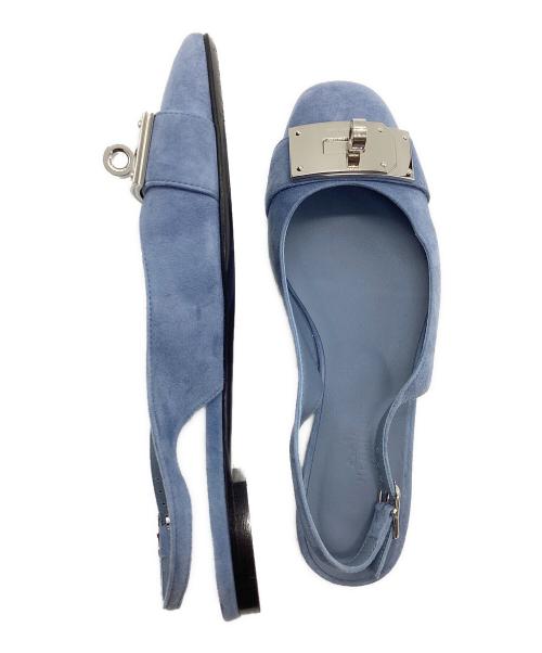 HERMES（エルメス）HERMES (エルメス) スリングバックパンプス ブルー サイズ:38の古着・服飾アイテム