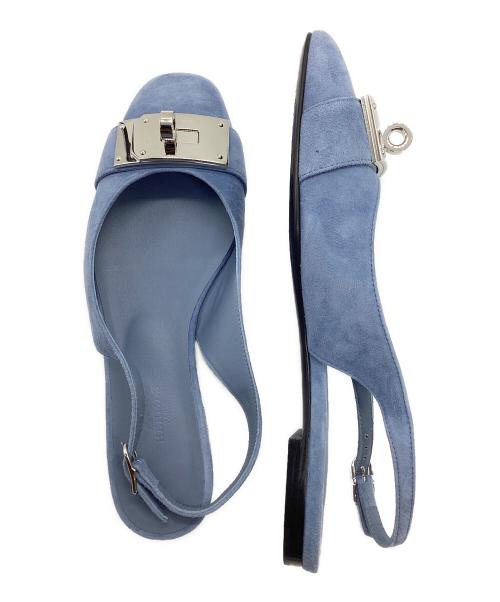 HERMES（エルメス）HERMES (エルメス) スリングバックパンプス ブルー サイズ:38の古着・服飾アイテム