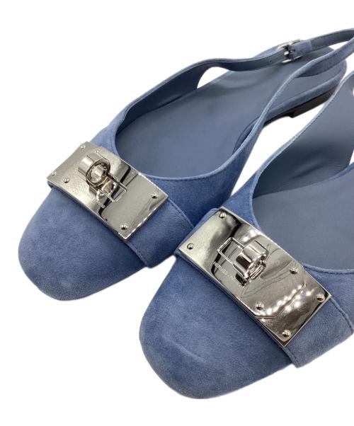 HERMES（エルメス）HERMES (エルメス) スリングバックパンプス ブルー サイズ:38の古着・服飾アイテム
