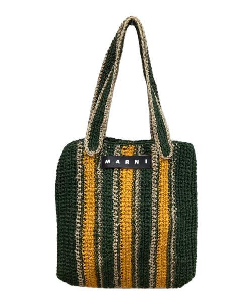 MARNI（マルニ）MARNI (マルニ) フィケクロシェ ストライプ トートバッグ グリーン サイズ:下記参照の古着・服飾アイテム