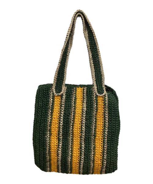 MARNI（マルニ）MARNI (マルニ) フィケクロシェ ストライプ トートバッグ グリーン サイズ:下記参照の古着・服飾アイテム
