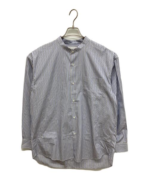 URBAN RESEARCH（アーバンリサーチ）URBAN RESEARCH (アーバンリサーチ) トーマスメイソンバンドカラーオーバーシャツ 長袖ストライプシャツ ブルー サイズ:Ｌの古着・服飾アイテム