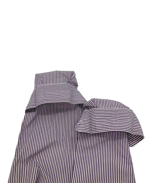 uniform experiment（ユニフォームエクスペリメント）uniform experiment (ユニフォームエクスペリメント) BAGGAGE TAG B.D. SHIRT　長袖ストライプシャツ パープル サイズ:3 未使用品の古着・服飾アイテム