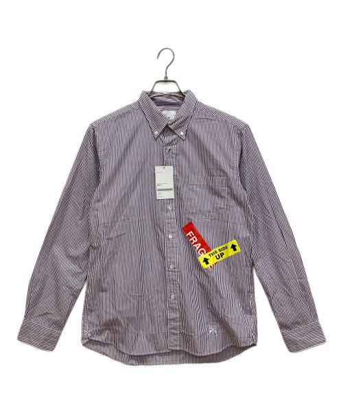 uniform experiment（ユニフォームエクスペリメント）uniform experiment (ユニフォームエクスペリメント) BAGGAGE TAG B.D. SHIRT　ストライプ長袖シャツ パープル サイズ:3 未使用品の古着・服飾アイテム